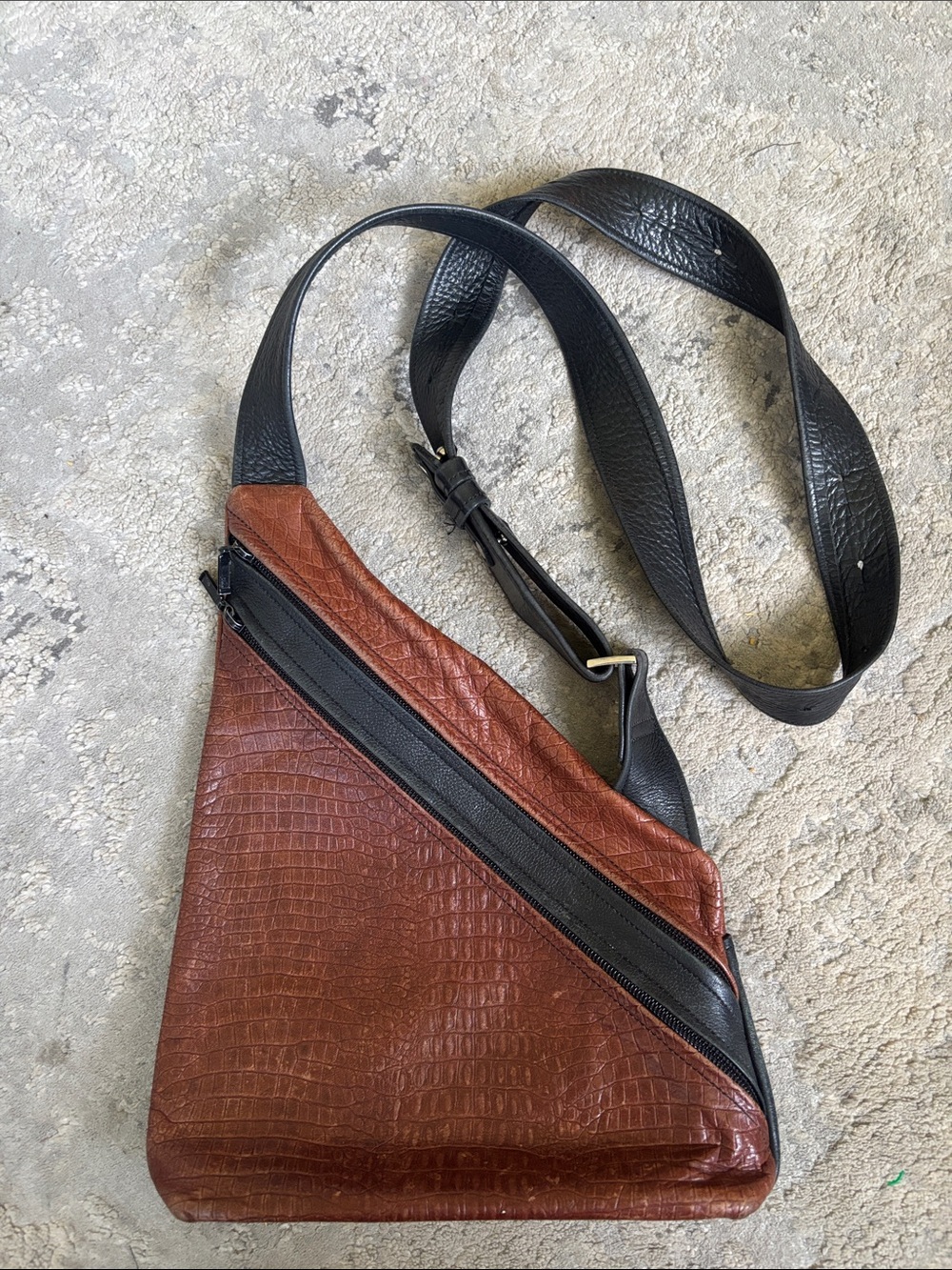 Men's Brown Leather Sling Belt Bag with Black Strap
